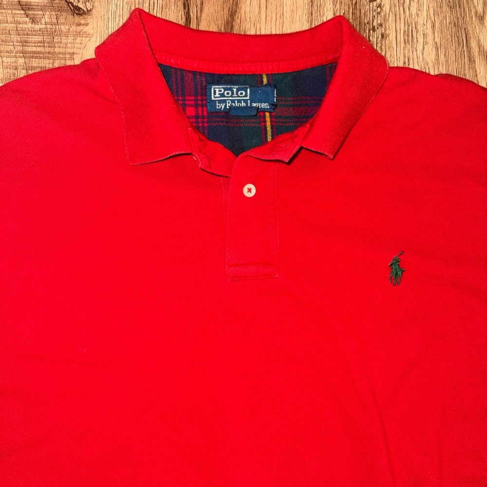 Polo Ralph Lauren Men's Size L Red Classic Fit Long Sleeve Polo Shirt Vintage